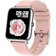 Smart Watch, Popglory Smartwatch with Blood Pressure, Blood Oxygen Monitor, Fitness Tracker with Heart Rate Monitor, Full Touch Fitness Watch for Android & iOS for Men Women (Pink)