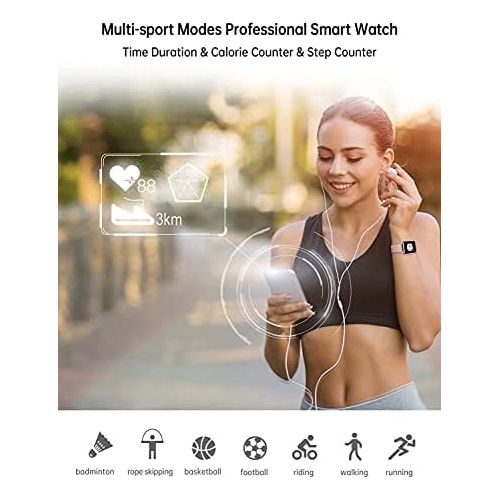  Smart Watch, Popglory Smartwatch with Blood Pressure, Blood Oxygen Monitor, Fitness Tracker with Heart Rate Monitor, Full Touch Fitness Watch for Android & iOS for Men Women (Pink)