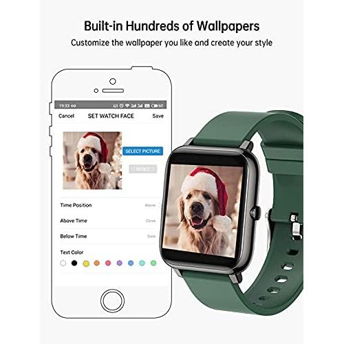  [아마존베스트]Popglory Smart Watch, Fitness Tracker with Blood Pressure Monitor, Fitness Watch with Heart Rate Monitor, Sleep Monitor, IP67 Waterproof Sports Watch, Pedometer for Android and iOS