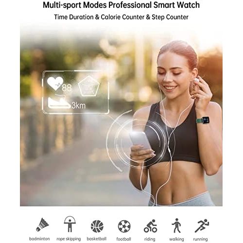  [아마존베스트]Popglory Smart Watch, Fitness Tracker with Blood Pressure Monitor, Fitness Watch with Heart Rate Monitor, Sleep Monitor, IP67 Waterproof Sports Watch, Pedometer for Android and iOS