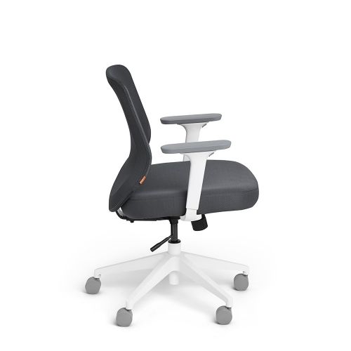  Poppin Dark Gray Max Task Chair, Mid Back, White Frame