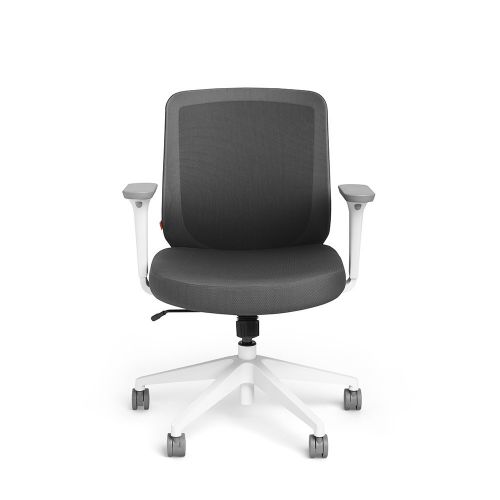  Poppin Dark Gray Max Task Chair, Mid Back, White Frame