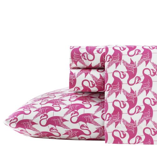  Poppy & Fritz Flamingo Geometric Cotton Sheet Set, Queen, Pink