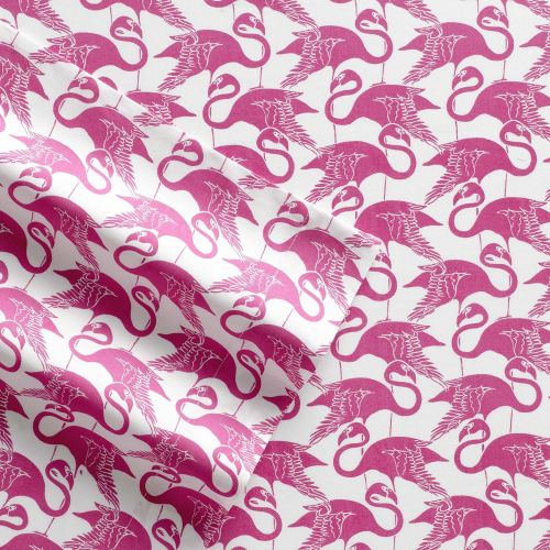 Poppy & Fritz Flamingo Geometric Cotton Sheet Set, Queen, Pink