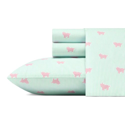  Poppy & Fritz Pigs Sheet Set Twin XL Green