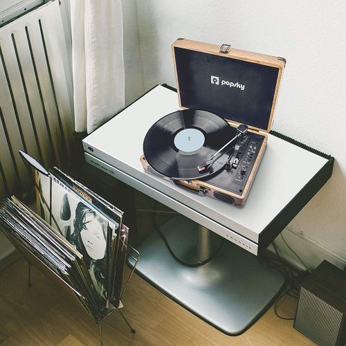  [아마존핫딜][아마존 핫딜] Popsky Record Player, Vintage Turntable Bluetooth Record Player Suitcase with Speaker, Portable LP Vinyl Player, Vinyl to MP3 Recording, AUX USB RCA Headphone Jack