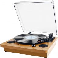 Record Player, Popsky 3-Speed Turntable Bluetooth Vinyl Record Player with Speaker, Portable LP Vinyl Player, Vinyl-to-MP3 Recording, 3.5mm AUX & RCA & Headphone Jack