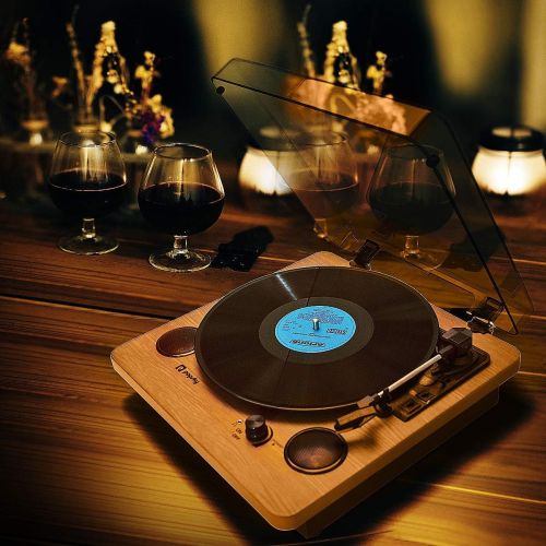  Record Player, Popsky 3-Speed Turntable Bluetooth Vinyl Record Player with Speaker, Portable LP Vinyl Player, Vinyl-to-MP3 Recording, 3.5mm AUX & RCA & Headphone Jack