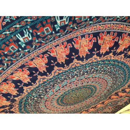  Popular Handicrafts Tapestry Wall hangings Hippie Mandala Bohemian Psychedelic Indian Bedspread Magical Thinking Tapestry 84x90 Inches,(215x230cms) Neavy Blue