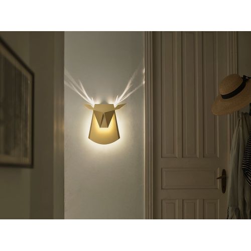  Popup Lighting Elegant Aluminum Wall LED Light Deer Head Fixture Electricity Plug in Gold