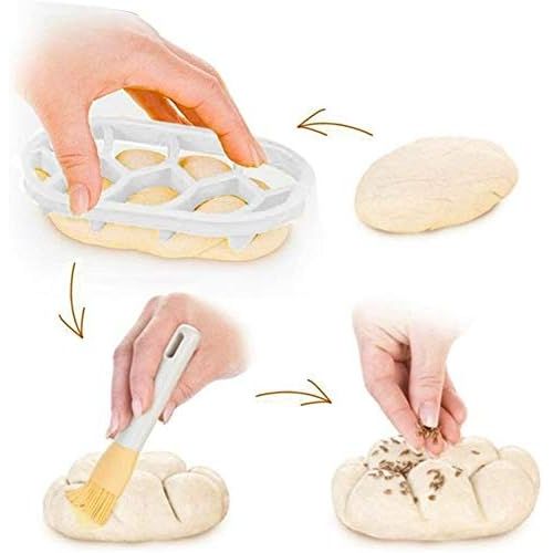  [아마존베스트]Porlik Kaiser Bread Roll, German Style Bread Roll, Croissant Cutter, 3PCS Dough Press Mold Set, Bread Press Stamp for Baking