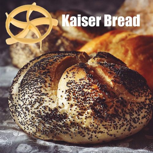  [아마존베스트]Porlik Kaiser Bread Roll, German Style Bread Roll, Croissant Cutter, 3PCS Dough Press Mold Set, Bread Press Stamp for Baking