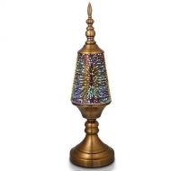 Porseme MELLER Decorative Turkish Arabian Table Lamp with Handmade 3D Effect Glass and Bronze Base for Bedroom, Bedside, Living Room, Office