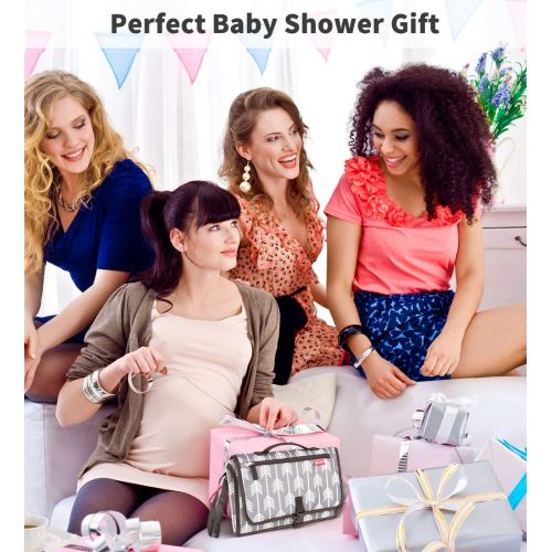  Portable Changing Pad for Diaper Bag New Mom Baby Shower Gift Ideas for Newborn Boy Girls Travel Changing Mat Station with Head Padding 3 Pockets Waterproof Foldable Diaper Clutch