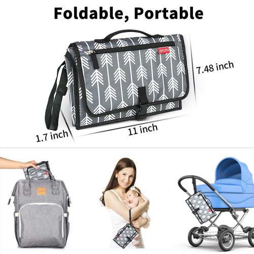  Portable Changing Pad for Diaper Bag New Mom Baby Shower Gift Ideas for Newborn Boy Girls Travel Changing Mat Station with Head Padding 3 Pockets Waterproof Foldable Diaper Clutch