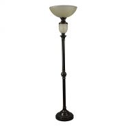 Portfolio 74-in Oil Rubbed Bronze 4-way Torchiere Floor Lamp with Glass Shade