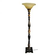 Portfolio Barada Bronze with Gold Highlights Torchiere Indoor Floor Lamp with Glass Shade, 72 in H