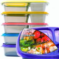 Portion Perfect Portion/Perfect 3 Compartment Meal Prep Containers - Super Tough, Airtight, 40% Thicker BPA Free Bento Box For Adults | Reusable & Guaranteed Not To Melt in Microwave Or Dishwasher