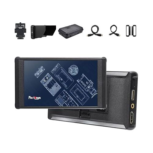  Portkeys PT6 Monitor 5.2 inch 3D LUT 4K HDMI Touch Screen 1920 * 1080 Live Streaming Monitor HDMI DSLR Camera Field Monitor with Peaking Frame, Wireframe Protection, Image Crop Function