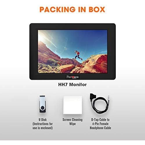  Portkeys PortKeys HH7 7 Inch 1200nit Daylight Viewable 4K HDMI Full HD 1920×1200 DSLR Camera Field Monitor with 3D LUTHistogramPeakingFalse Color,20mm Thickness and 300g Lightweight,Blac