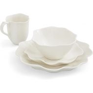 Portmeirion Sophie Conran Floret 4 Piece Place Setting | Dinner Plate, Salad Plate, Cereal Bowl, and Mug | Made from Porcelain | Microwave and Dishwasher Safe - Creamy White