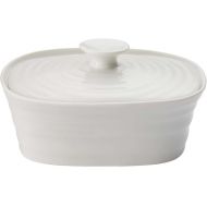Portmeirion Sophie Conran White Covered Butter Dish | Butter Keeper with Lid for Countertop | Made from Fine Porcelain | Microwave and Dishwasher Safe