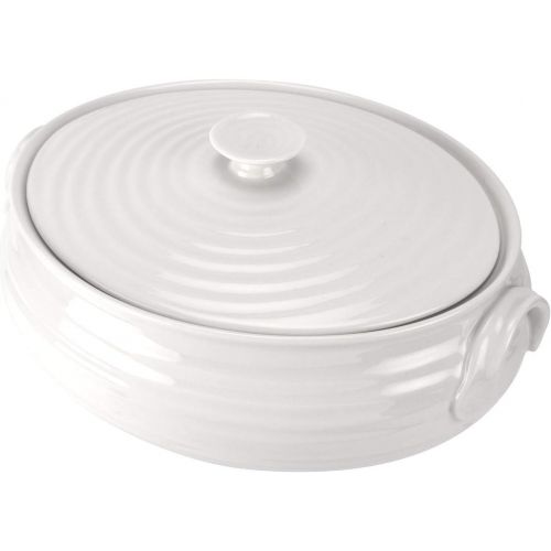  Portmeirion Sophie Conran Collection White Oval Casserole, (Small) - Dishwasher, Microwave, Oven and Freezer Safe - Made in England