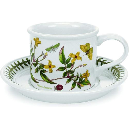  Portmeirion Botanic Garden Drum Shaped Tea Cup and Saucer, Set of 6 Assorted Motifs