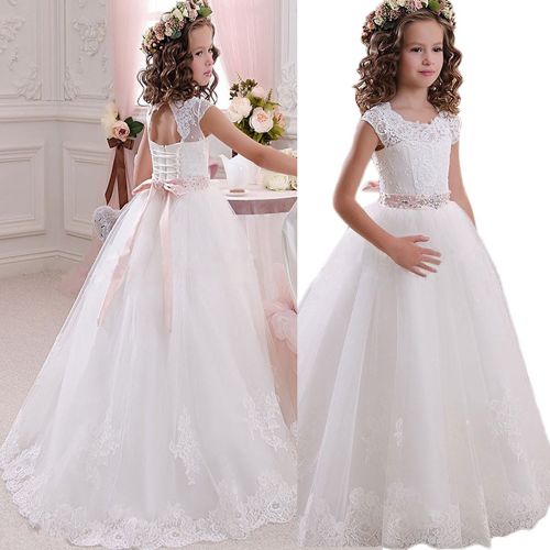  Portsvy A-line Flower Girls Dresses Girls First Communion Dress Princess Wedding FB11