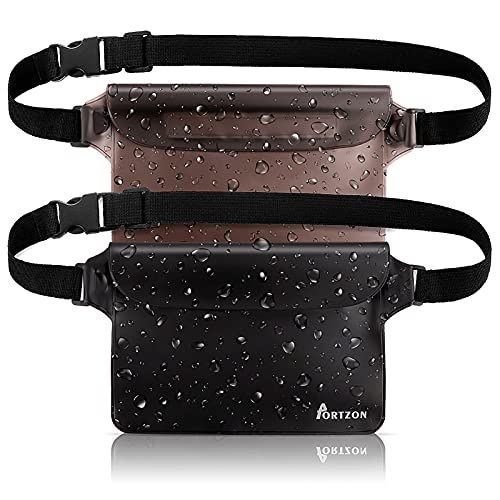  Portzon Waterproof Pouch, Fanny Pack, Dry Bag Pouch with Waist Strap, 3 Zipper Design Perfect for Boating Swimming Snorkeling Kayaking Beach Pool Water Park