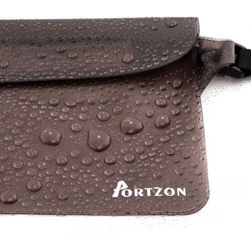  Portzon Waterproof Pouch, Fanny Pack, Dry Bag Pouch with Waist Strap, 3 Zipper Design Perfect for Boating Swimming Snorkeling Kayaking Beach Pool Water Park