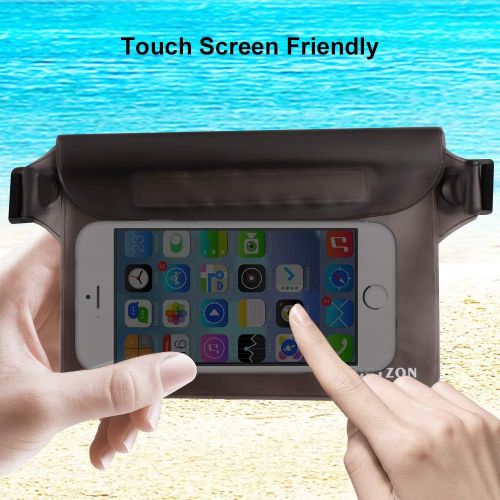  Portzon Waterproof Pouch, Fanny Pack, Dry Bag Pouch with Waist Strap, 3 Zipper Design Perfect for Boating Swimming Snorkeling Kayaking Beach Pool Water Park