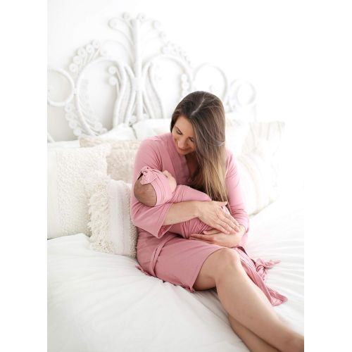  Posh Peanut Baby Swaddle Blanket - Large Premium Knit Baby Swaddling Receiving Blanket and Headband Set, Baby Shower Newborn Gift (Dusty Rose)