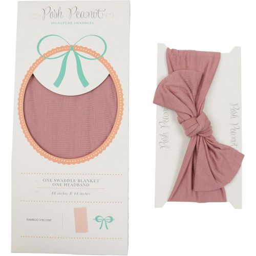 Posh Peanut Baby Swaddle Blanket - Large Premium Knit Baby Swaddling Receiving Blanket and Headband Set, Baby Shower Newborn Gift (Dusty Rose)