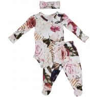 Posh Peanut Newborn Girl Clothes - Infant Bodysuit from Soft Viscose from Bamboo - Little Kids Three Piece Set