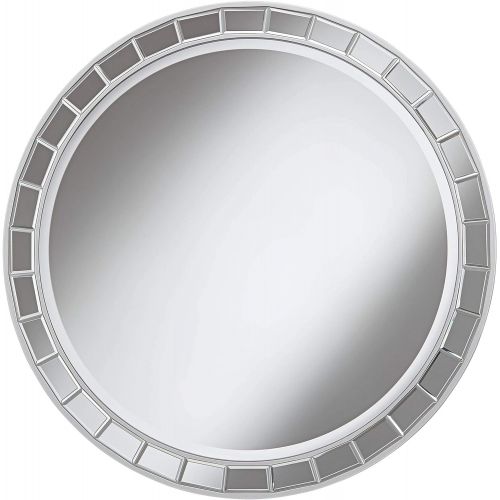  Possini Euro Design Possini Euro Kesha 36 Antique Silver Round Wall Mirror