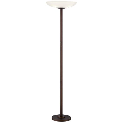  Meridian Light Blaster Modern Torchiere Floor Lamp Oiled Rubbed Bronze Frosted Glass Shade CFL Bulbs for Living Room Bedroom Uplight - Possini Euro Design