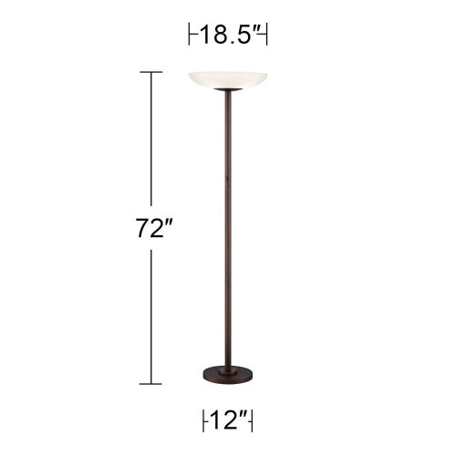  Meridian Light Blaster Modern Torchiere Floor Lamp Oiled Rubbed Bronze Frosted Glass Shade CFL Bulbs for Living Room Bedroom Uplight - Possini Euro Design