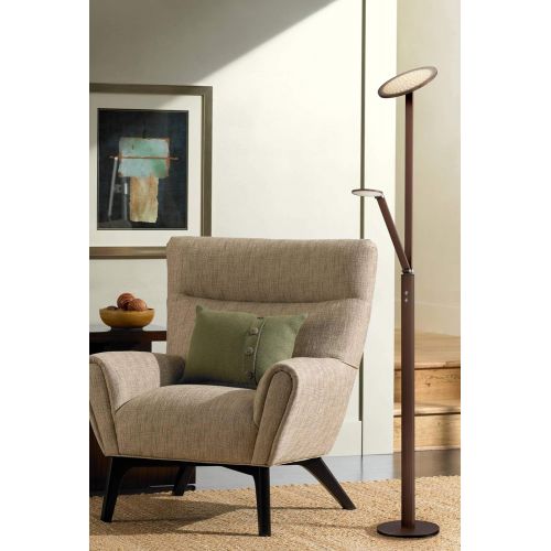  Magnum French Torchiere Floor Lamp with Reader Arm Adjustable LED French Bronze for Living Room Reading Bedroom - Possini Euro Design