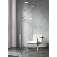 Aldo Modern Arc Floor Lamp LED 5-Light Chrome Acrylic Diffuser Rings for Living Room Reading Bedroom Office - Possini Euro Design