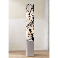 Asian Floor Lamp Gray Metal Tower Base Autumn Branch Shade Design for Living Room Bedroom - Possini Euro Design