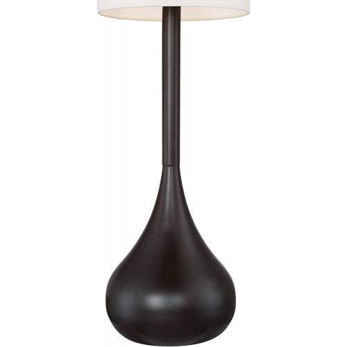  Moderne Mid Century Modern Floor Lamp Brushed Steel Droplet Tall Cotton Cylinder Shade for Living Room Bedroom Office - Possini Euro Design