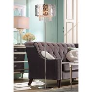 Modern Chandelier Floor Lamp Chrome Nest Metal Crystal Cascade Step Dimmer for Living Room Reading Bedroom - Possini Euro Design