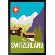 Poster Foundry Switzerland Swiss Alps Mountain Range Vintage Travel Art Black Wood Framed Art Poster 14x20