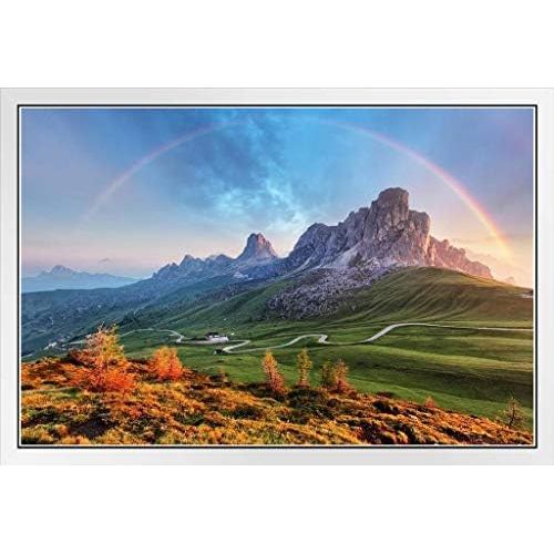  Poster Foundry Rainbow Over The Alps Mountain Range Photo Photograph White Wood Framed Poster 20x14