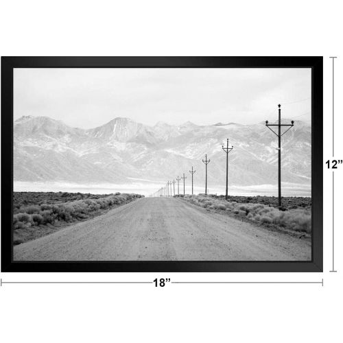  Poster Foundry Lone Road Power Lines Leading to San Juan Mountain Range Black and White Photo Black Wood Framed Art Poster 20x14