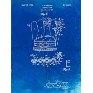 PP272-Faded Blueprint Denkert Baseball Glove Patent Poster Poster Print - Cole Borders (18 x 24)