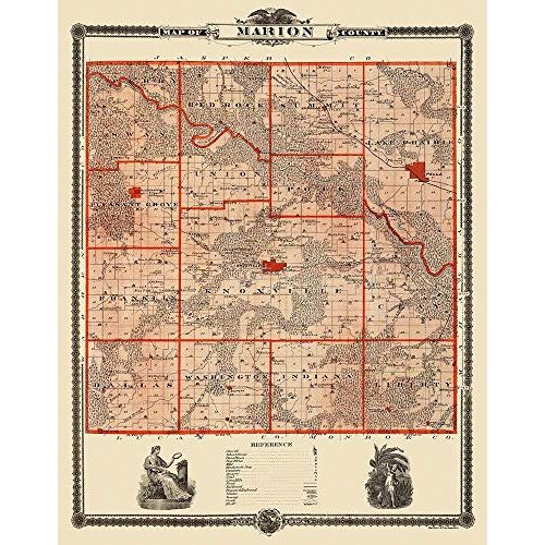  Posterazzi PDXIAMA0002LARGE Marion Iowa Landowner 1875 Shober Poster Print, 24 x 36, Multicolor