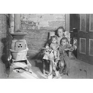 Posterazzi Mother and her two children sitting by wood burning stove 1937 Poster Print by Stocktrek Images (34 x 22)