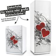 Posterdeluxe Kuehlschrank- & Geschirrspueler-Aufkleber --- Retro Love Herzen --- Dekor Folie Klebefolie Front Sticker